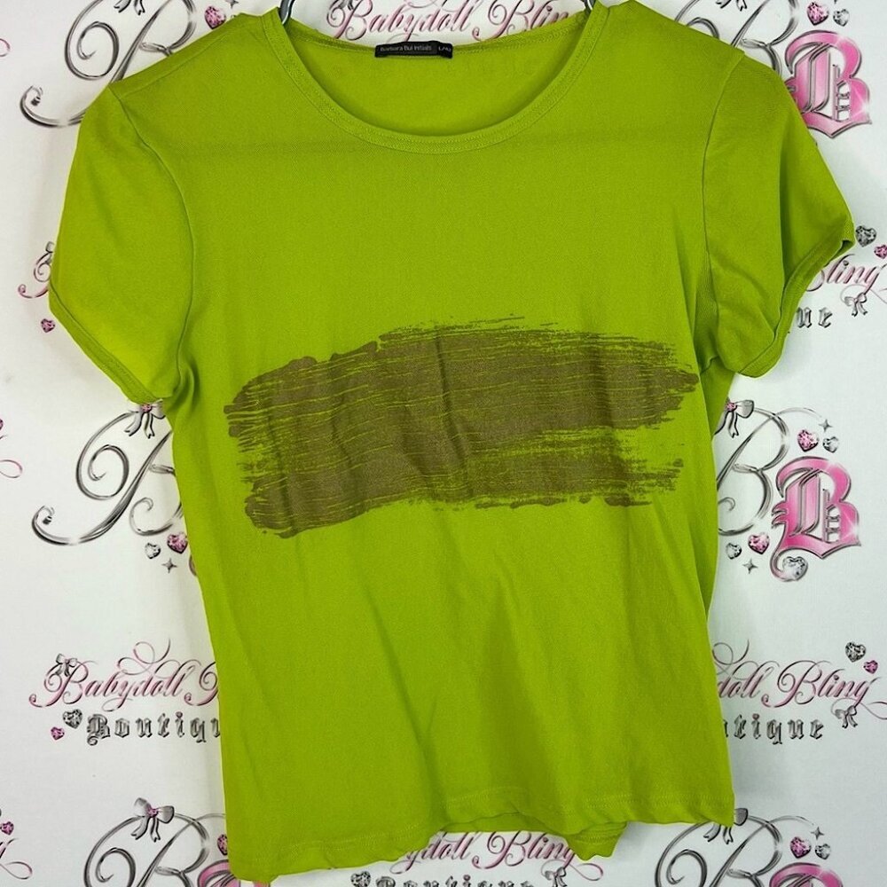 Barbara Bui tshirt artistic brush stroke design Lime Green Brushstroke Tee